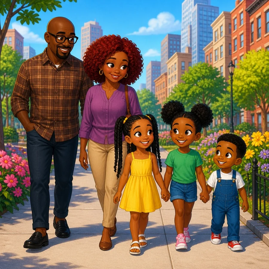 Kim with her family